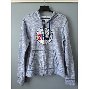 New Era NBA Philadelphia 76ers Full Zip Blue White Static Hoodie Women's Large